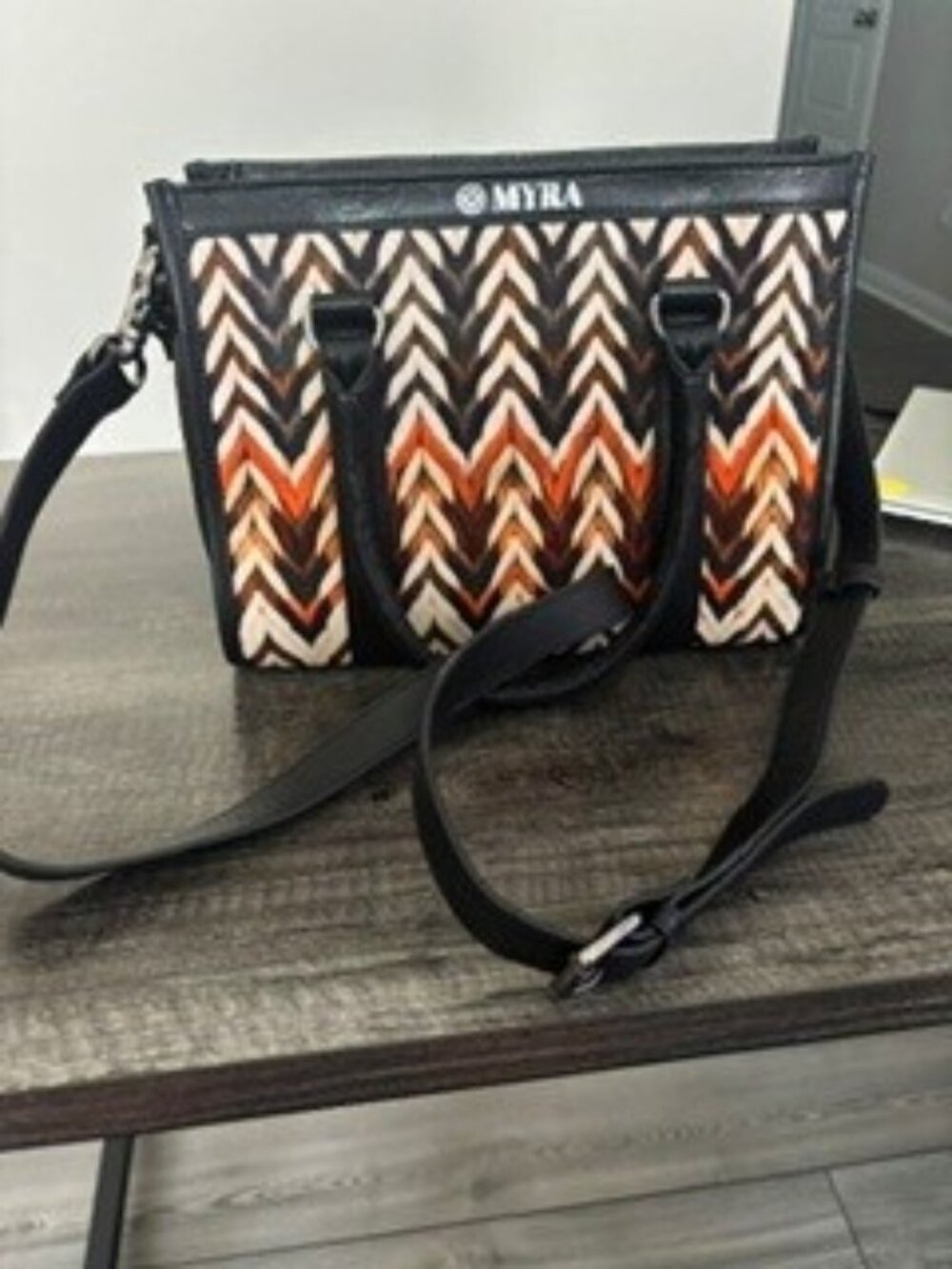Myra Bag Chevron Print Satchel with adjustable Crossbody Strap